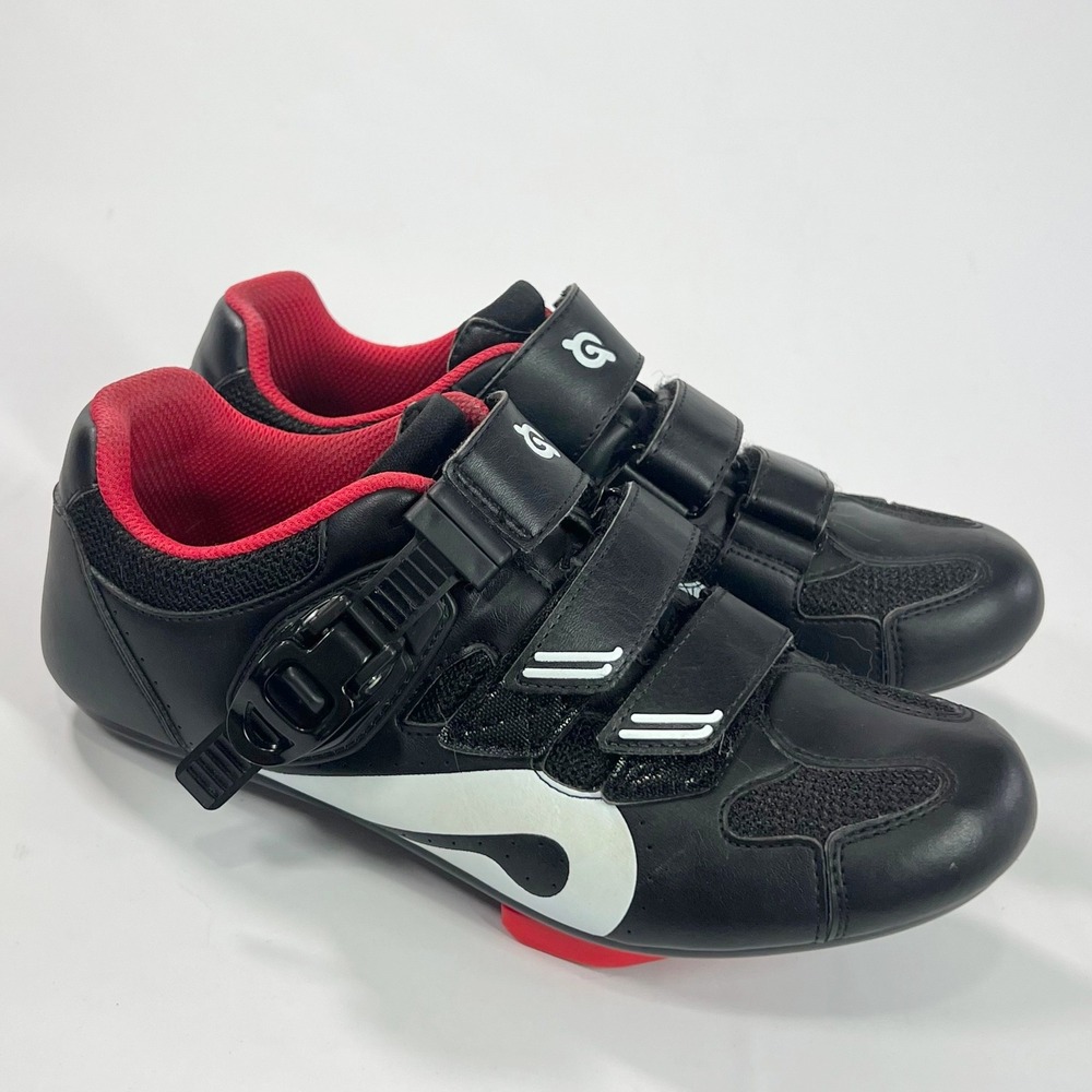 Peloton Cycling Shoes Unisex Size 40 Black Red Hook Loop Ratchet Buckle Cleats